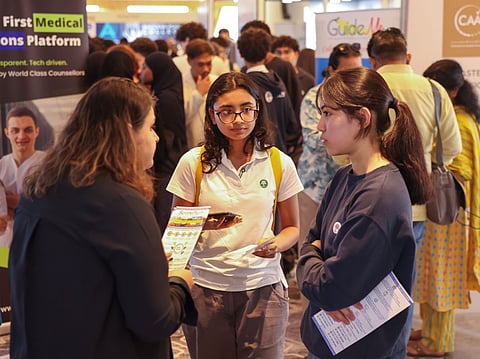 Students throng the Gulf News Edufair Abu Dhabi on Saturday.