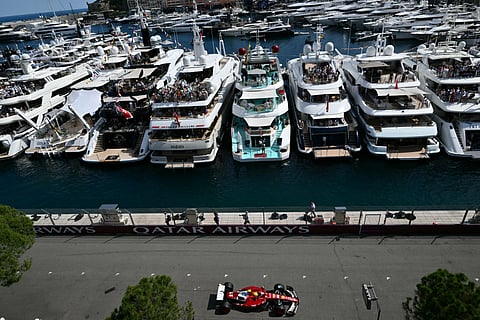 Ferrari's British driver Lewis Hamilton drives through the harbour section during qualifying for the Formula One Monaco Grand Prix  on Saturday.