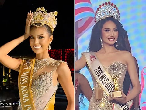 Double crown: On May 23, Krishan Pauline Alerre (left) was crowned Miss Aura International 2025 in Turkey, and Patricia Anne Nichole Bangug bagged the Miss Orient Tourism Global 2025 crown in Malaysia.