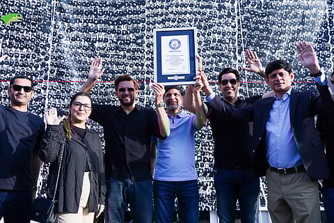 Cricket legends Shahid Afridi and Umar Gul at Pakistan Association Dubai to honour the Guiness World Record achievement.
