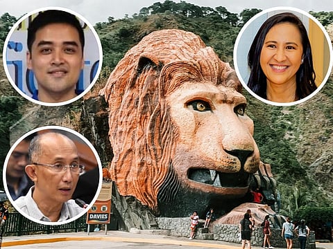 Mayor economy: Local executives Joy Belmonte of Quezon City, Vico Sotto of Pasig, and Benjamin Magalong of Baguio, inset a photo of the Lion's Head, a 40-foot limestone sculpture along Kennon Road, an iconic symbol welcoming travellers to Baguio City, the Philippines' summer capital.