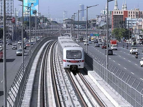 A train undergoes a trial run on the under-construction Metro Rail Transit Line 7 (MRT-7). The $1.13 billion project is designed to enhance connectivity between Metro Manila and the province of Bulacan, running along Commonwealth Avenue in Quezon City.
