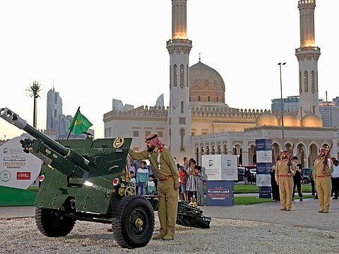 Dubai Police officials at the ceremonial cannon firing for Eid Al Adha. The 901 service received not only phone calls but also 919 emails and 144 live chats via the Dubai Police website.