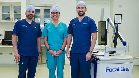 Dr Muhammad Elmussareh (right), Director of Urology and Assistant Chief Quality Officer, with his team at American Hospital Dubai