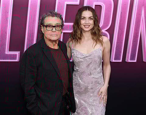 Ian McShane and Ana de Armas attend the world premiere of "Ballerina" in Hollywood