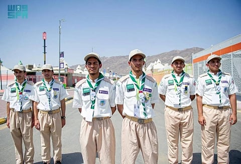 Three pairs of Saudi twins join Mina Hajj Scouting Camp to serve pilgrims