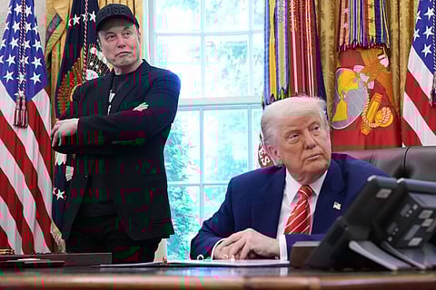 Tesla CEO Elon Musk and US President Donald Trump in the White House in Washington, DC, on May 30.