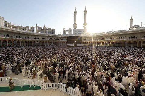 Muslims visit the Grand Mosque in the Saudi holy city of Mecca on June 8, 2025, at the end of the annual Hajj pilgrimage.