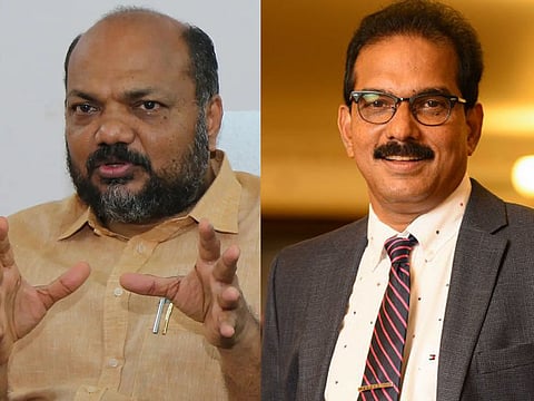 Kerala’s Industries Minister P. Rajeev and Sabu Jacob, Managing Director of Kitex Garments Ltd.