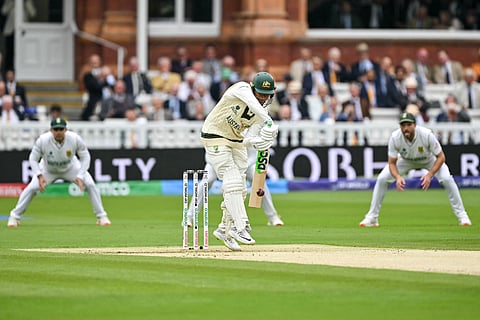 Australia's Usman Khawaja bats during day one of the ICC World Test Championship cricket final match against South Africa, at Lord’s cricket ground, in London, on June 11.