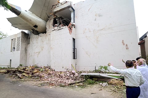 India's Prime Minister Narendra Modi visits the site after Air India flight 171 crashed in a residential area near the airport in Ahmedabad.