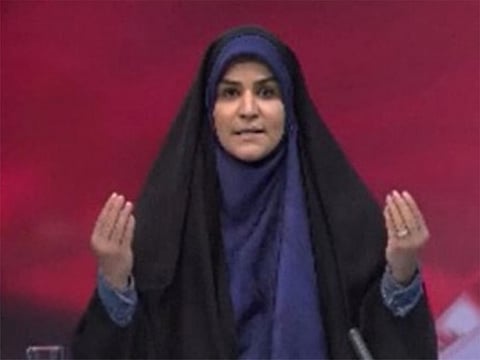 Iranian anchor Sahar Emami is seen before the TV studio was hit by an Israel missile.