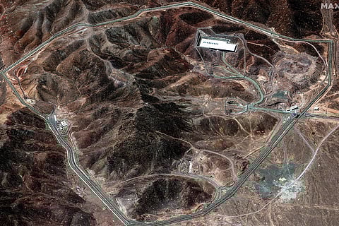 This handout satellite image provided by Maxar Technologies shows the Fordow Fuel Enrichment Plant in central Iran on June 14, 2025.