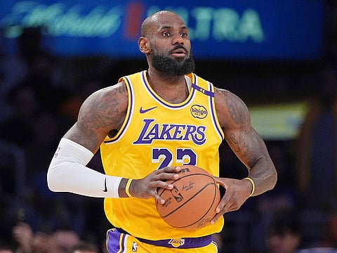 Los Angeles Lakers forward LeBron James appears during the first half of an NBA basketball game against the Utah Jazz, on February 10, 2025, in Los Angeles.