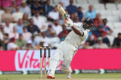 India's Rishabh Pant swings ata short ball on the opening day of the first cricket test match between England and India at Headingley cricket ground in Leeds, northern England on June 20, 2025.