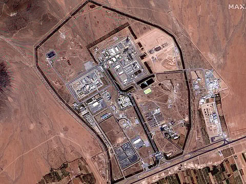 This handout satellite image released by Maxar Technologies on June 19, 2025 and taken on June 19, 2025, shows damage at the Iranian nuclear facility at Arak in central Iran, after an Israeli strike.
