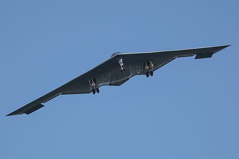 A B-2 bomber arrives at Whiteman Air Force Base Mo., Sunday, June 22, 2025.