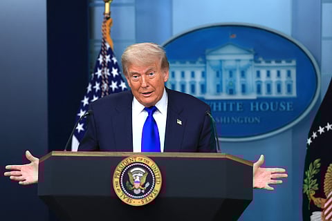 US President Donald Trump answers questions during a press conference on recent Supreme Court rulings in the briefing room at the White House on June 27, 2025 in Washington, DC. The Supreme Court ruled 6-3 that individual judges cannot grant nationwide injunctions to block executive orders, including the injunction on President Trump’s effort to eliminate birthright citizenship in the US. The justices at that time did not rule on Trump’s order to end birthright citizenship but stopped his order from taking effect for 30 days.