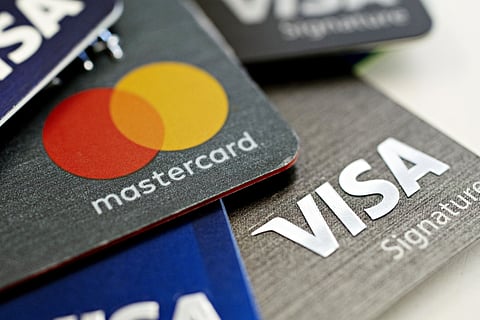 Visa and Mastercard logos.