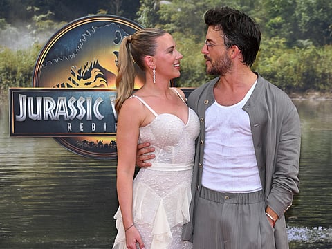 Scarlett Johansson and Jonathan Bailey attend theJurassic World Rebirth Premiere in New York City