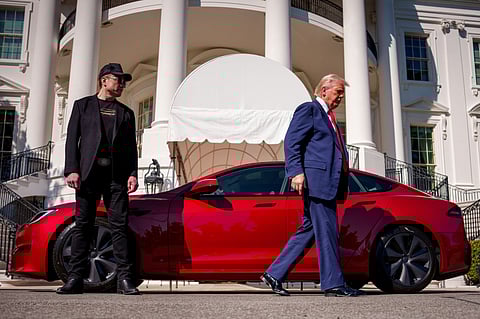President Trump Speaks Alongside Tesla Vehicles At The White House