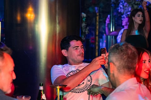 Spanish legend Iker Casillas at Gatsby Dubai, soaking up the atmosphere with his friends.