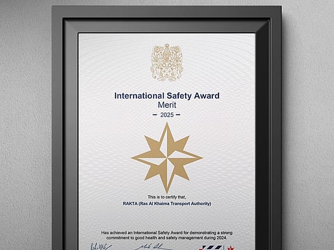 Ras Al Khaimah Transport Authority wins the '2025 International Safety Award' from the British Safety Council