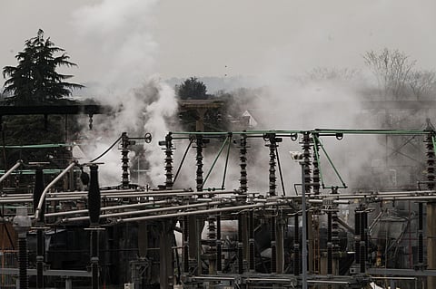 Smoke from a fire at North Hyde Electricity Substation near Heathrow Airport in March.
