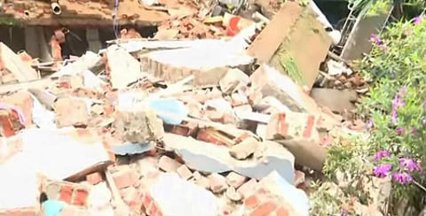 The collapse occurred around 10am on Thursday, when a three-storey hospital block, previously housing the surgery and allied departments, suddenly gave way with a deafening crash.