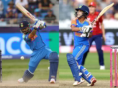 Amanjot Kaur (right) matched Virat Kohli's record for India in the Twenty20 international against England.