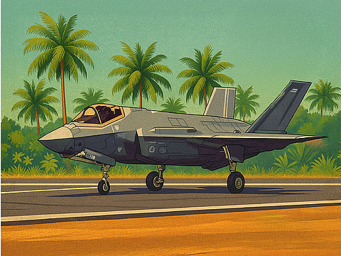 The image of the stranded Royal Navy's F-35 fighter jet posted by
Kerala Tourism on X.