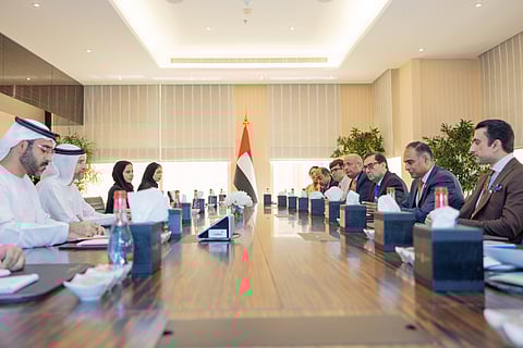 Pakistani delegation led by State Minister Bilal Azhar Kayani holds meeting with UAE Minister for Financial Affairs Mohammad bin Handi Al Husaini on Wednesday in Abu Dhabi