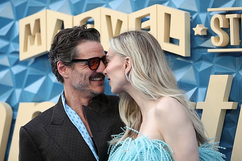 Chilean-US actor Pedro Pascal and British actor Vanessa Kirby enjoy a light moment at the red carpet premiere