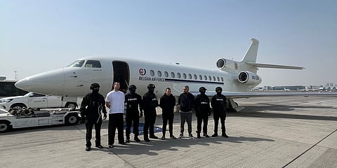 The suspects—Mathias Akyazili, Giorgi Faes, and Othman El Ballouti—were apprehended in Dubai based on Interpol red notices.