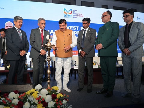 Madhya Pradesh Chief Minister Dr Mohan Yadav at the Invest MP Business Forum during Global Dialogue 2025.