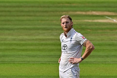 England's captain Ben Stokes reacts during the fifth day of the third Test against India at Lord's on Monday.