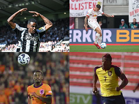 Clockwise from top left: Alexander Isak, Sesko, Estupinan and Hato are in the news during the current transfer window.