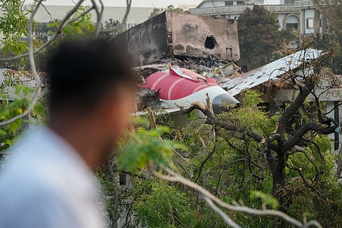 The crash site of Air India Flight 171 in Ahmedabad, India, on June 13.