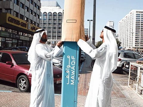 Mawaqif officials launch a new parking meter at the Tourist Club area in Abu Dhabi. (Photo used for representation only)