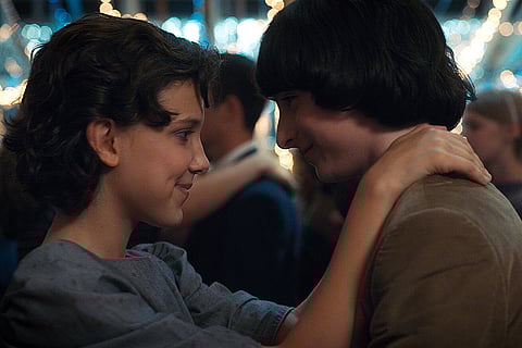 Finn Wolfhard and Millie Bobby Brown in Stranger Things Season 5.