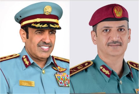 Lieutenant General Rashid Thani Al Matrooshi and Major General Jamal bin Aded Al Muhairi.