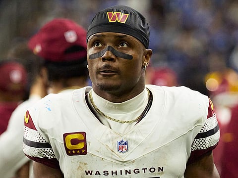 Washington Commanders wide receiver Terry McLaurin (17) looks on from the sideline during an NFL playoff game against the Detroit Lions in Detroit earlier this year.