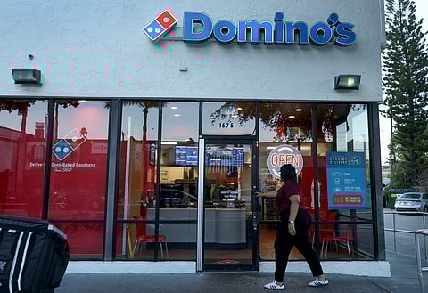 An exterior view of a Domino's pizza restaurant on July 21, 2025 in Miami, Florida.