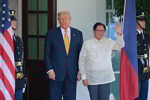 US President Donald Trump greets Philippine President Ferdinand Marcos Jr. at the White House on July 22, 2025 in Washington, DC.