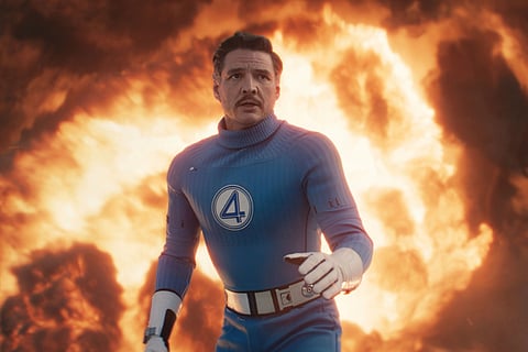 This image released by Disney shows Pedro Pascal in a scene from "The Fantastic Four: First Steps." (Marvel/Disney via AP)