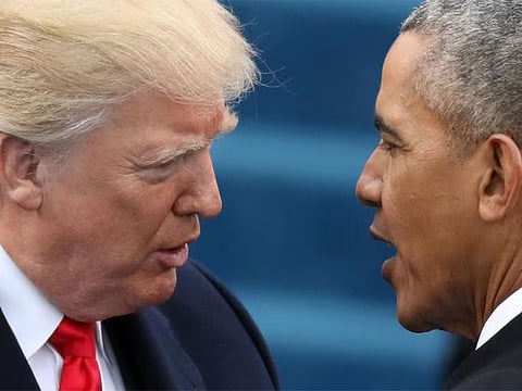 US President Donald Trump (left) and former President Barack Obama (right).