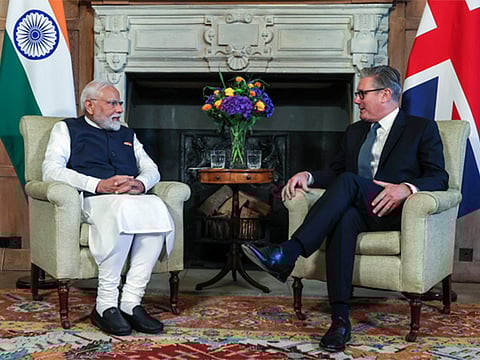 Starmer hailed the agreement as a “landmark moment” for both countries as he hosted India’s leader at his Chequers country estate, northwest of London