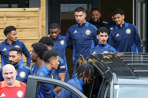 Cristiano Ronaldo and Al Nassr teammates at a team training session in Saalfelden, Austria, in preparation for the new Saudi Pro League season.