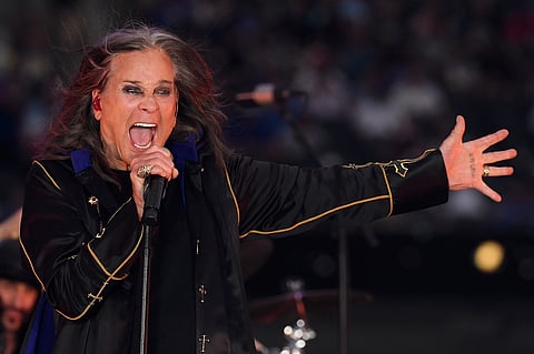 Musician Ozzy Osbourne performs during half-time of the NFL game between the Los Angeles Rams and the Buffalo Bills at SoFi Stadium on September 08, 2022 in Inglewood, California.