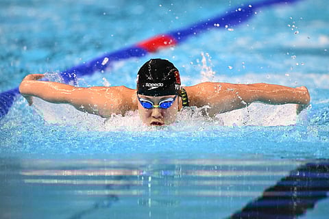 China's swimmer Yu Zidi competes in a semi-final of the women's 200m individual medley swimming event during the 2025 World Aquatics Championships in Singapore on July 27, 2025.